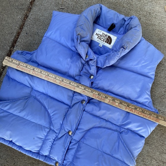 Vintage 80s North Face Goose Down Vest Periwinkle Women Large Puffer Purple USA - Picture 7 of 9